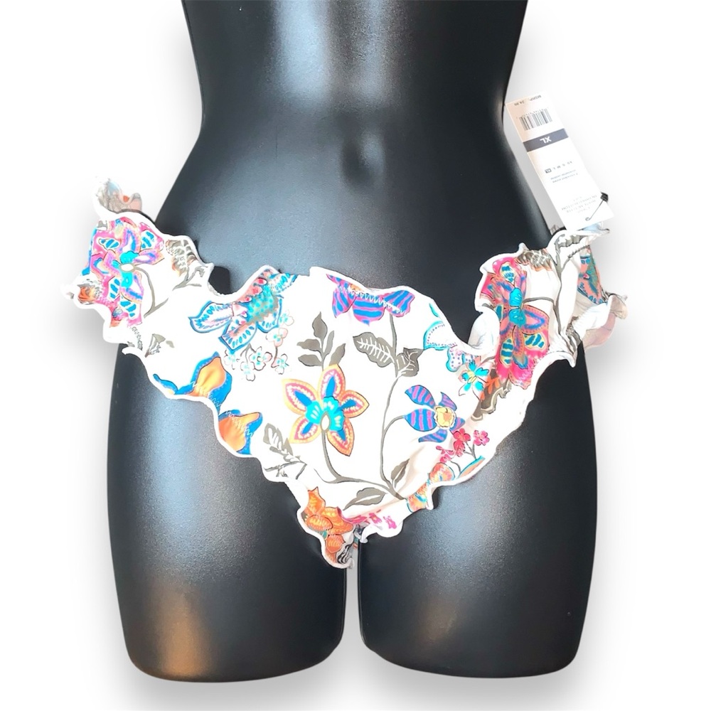 Sundazed Mermaid Floral-Print Ruffled Bikini Bottoms White Colorful XL Women’s - Picture 4 of 5
